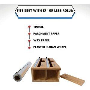 Tin foil and Plastic Wrap organizer, 2-in-1 bamboo organizer with 12-inch